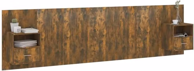 Berkfield Home Classic Bed Headboard with Integrated Nightstands in Smoked Oak Brown, H 80.0 x W 120.0 x D 48.5 cm – 1