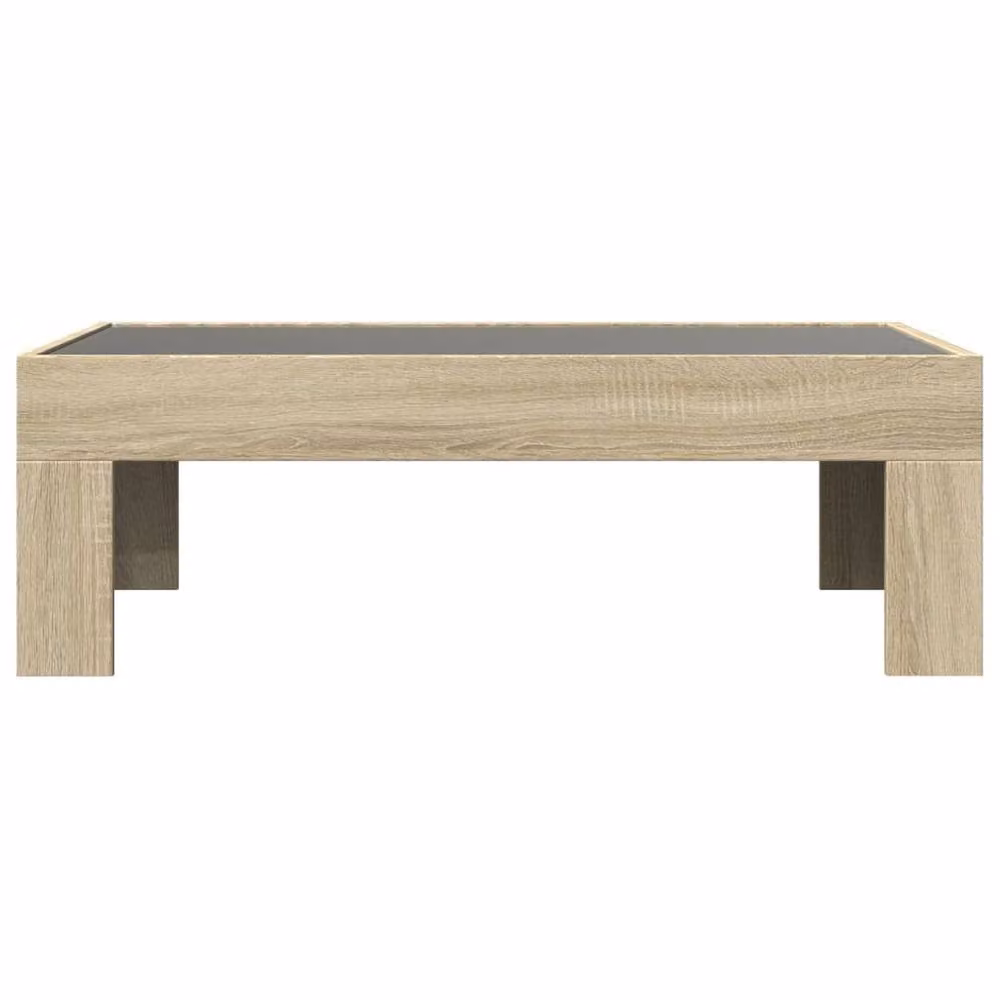 Berkfield Home Infinity LED Decorative Coffee Table in Sonoma Oak and Light Tan, W: 90 cm, D: 50 cm, H: 30 cm – 3