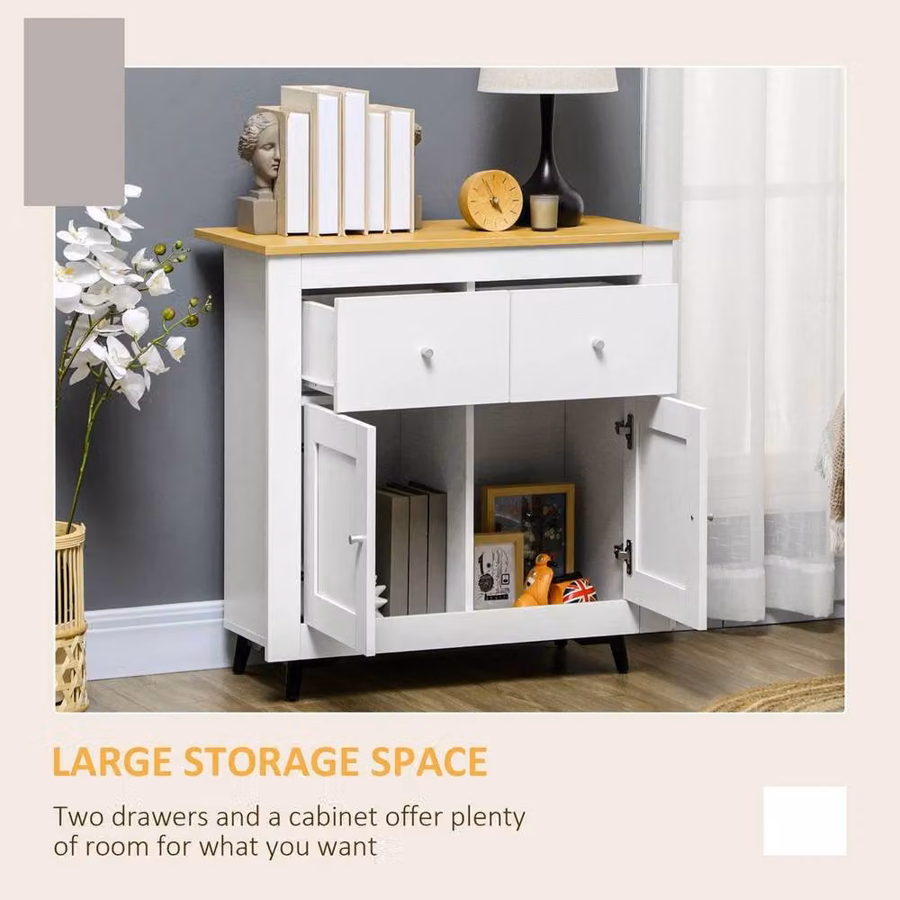 FORGEVIO Modern Sideboard Storage Cabinet in White and Multicolour Matt Wood Finish – 2