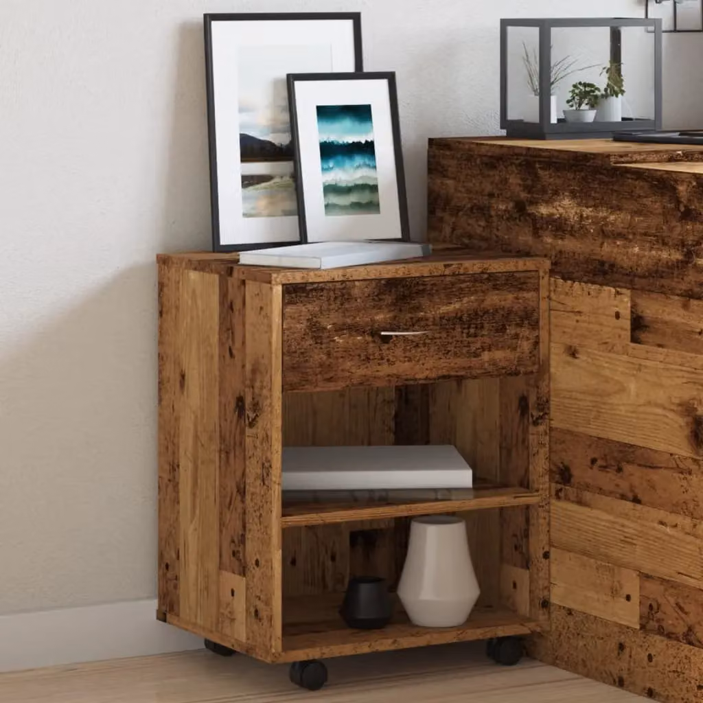 Berkfield Home Rolling Cabinet in Old Wood Brown, W/D/H: 46 x 36 x 59 cm – 4