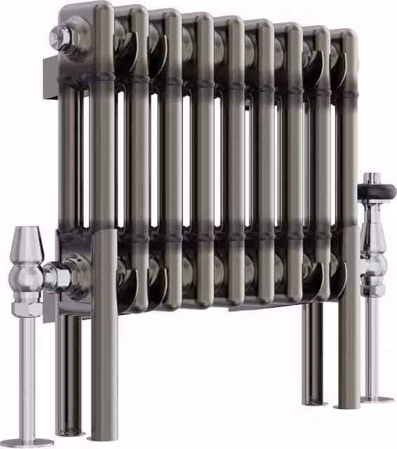 Right Radiators Raw Metal Cast Iron Style Double Column Horizontal Radiator in Steel, Height: 42.5 cm