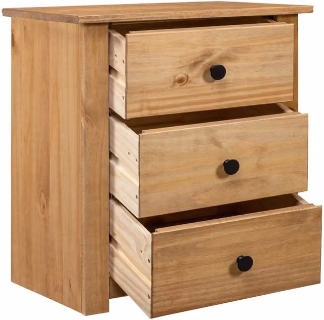 Berkfield Home Panama Range Pinewood Bedside Cabinet in Brown, W/D/H: 46 x 40 x 57 cm