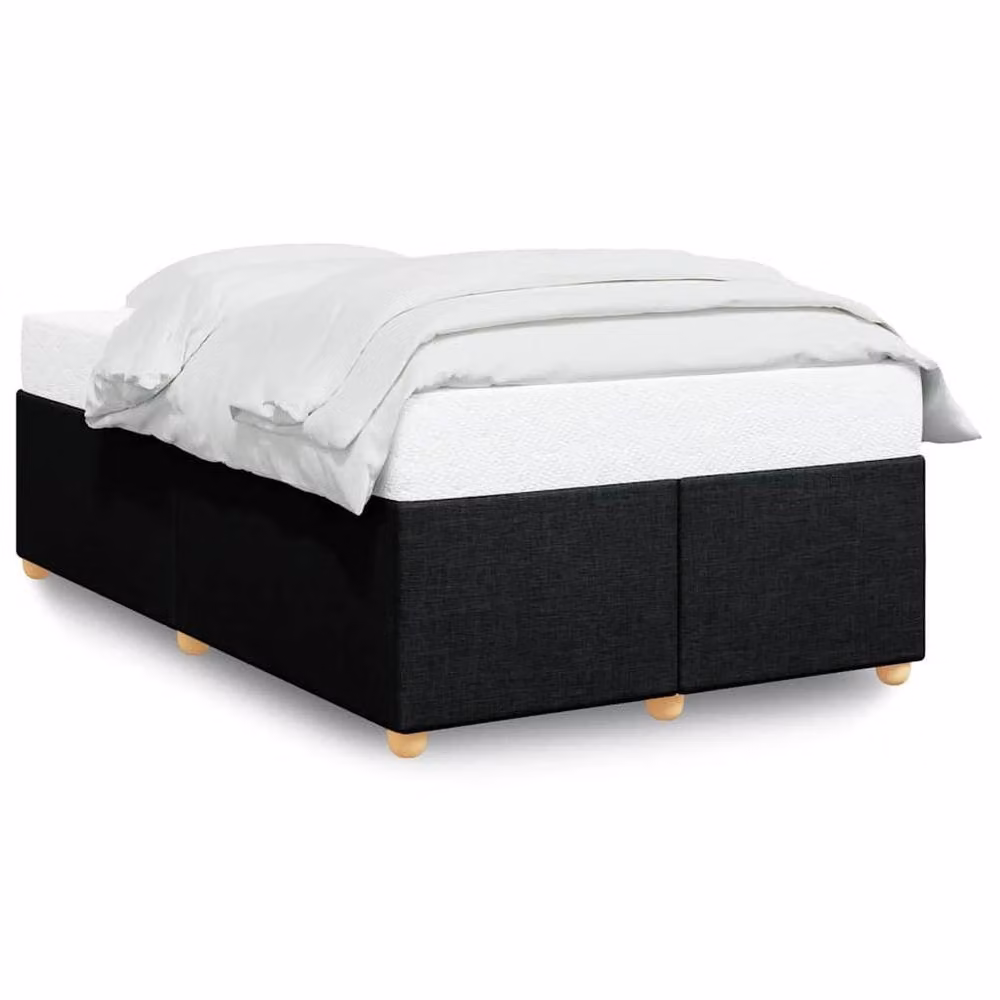 Berkfield Home Soft Fabric Bed Frame in Black, Double (W/D/H: 140 x 200 cm) – 3