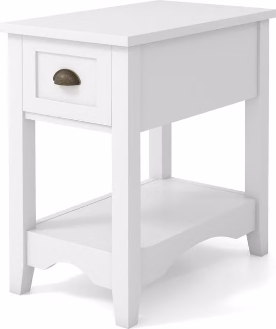 Costway Retro Rectangular Side Table and Nightstand in White
