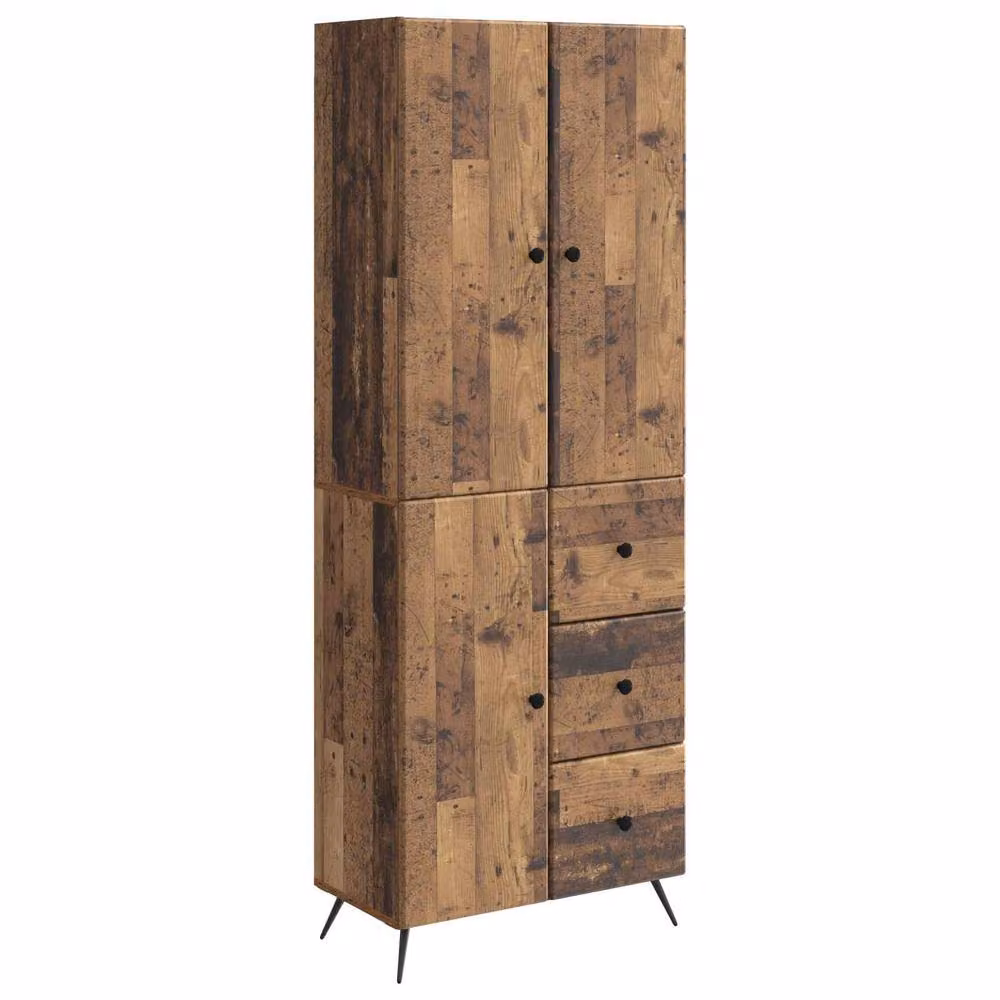 Berkfield Home 2-Piece Industrial Style Cabinet Set in Brown Old Wood and MDF – 2