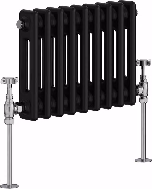 Right Radiators Double Column Horizontal Traditional Radiator in Black, Height: 42.5 cm