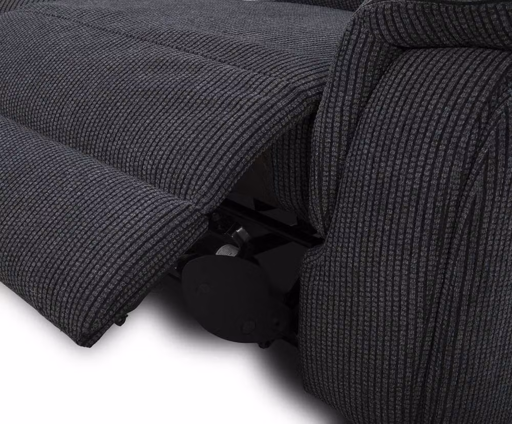 META Atlanta 2 Seater Power Recliner Sofa in Black Fabric with USB Charging – 3