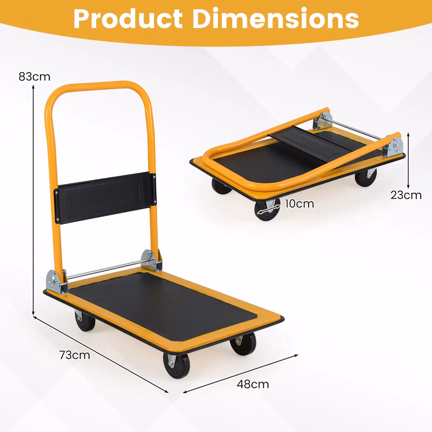Costway Folding Push Cart Dolly Moving Hand Truck with 360 Degree Swivel Wheels in Black Steel – 2