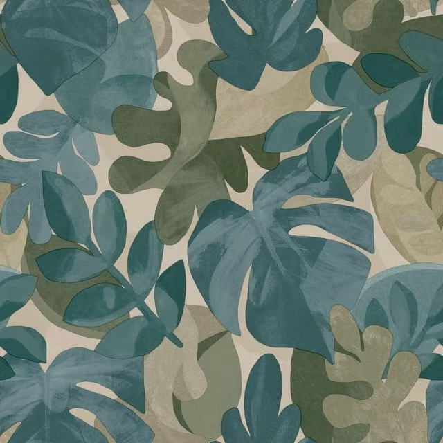 Grandeco Boutique Retro Green Botanical Leaf Floral Wallpaper Roll