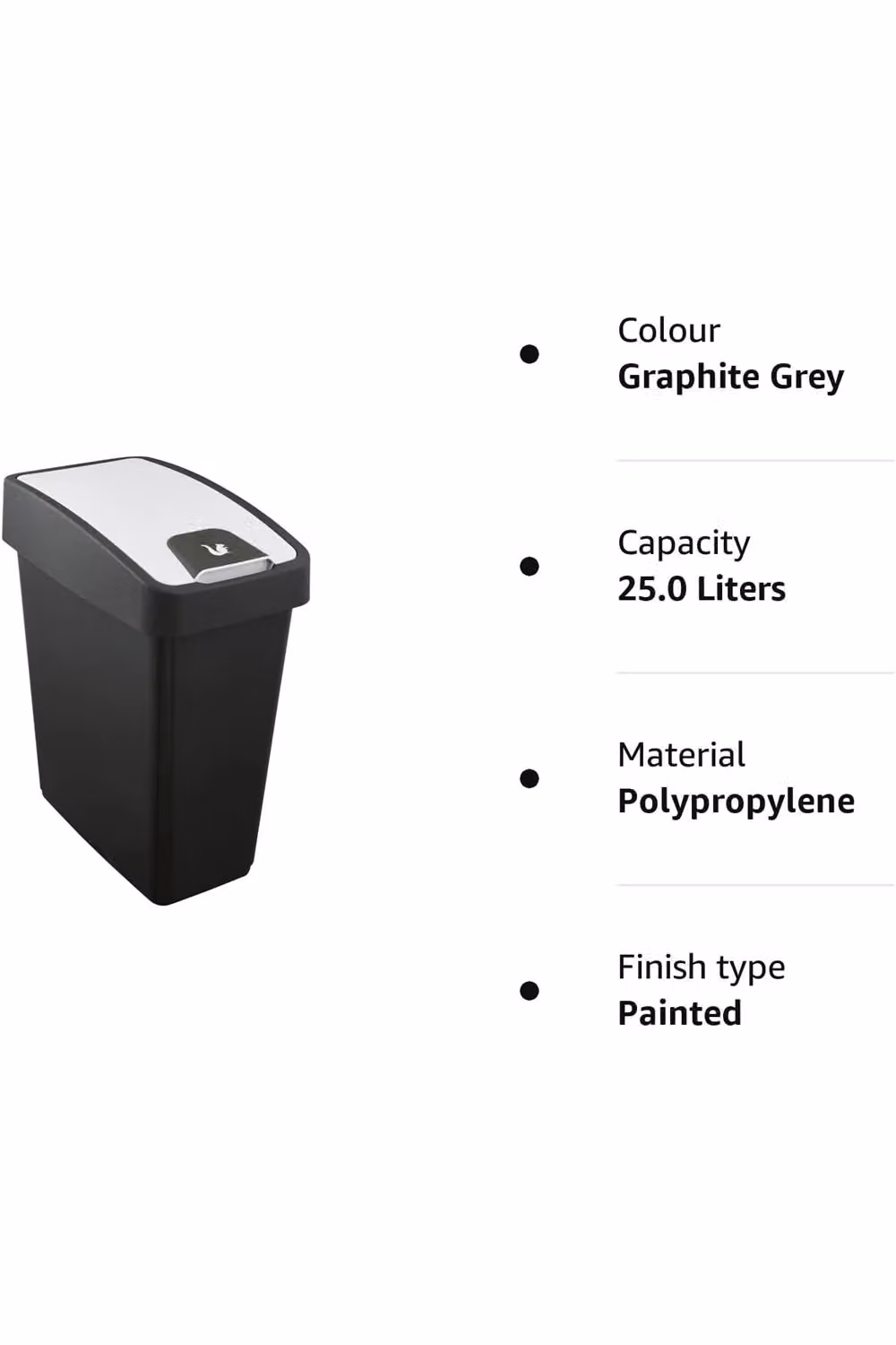 Keeeper Premium Waste Bin with Flip Lid, 25 Litre, Black or Grey – 4