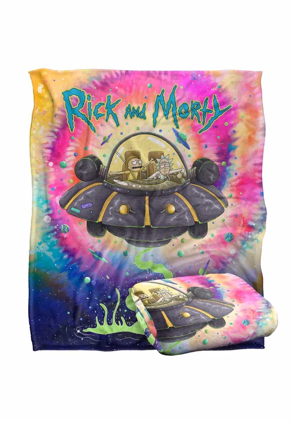 Warner Brothers Rick & Morty Officially Licensed Silky Touch Super Soft Throw Blanket, White and Multicolour, W: 152 cm, D: 127 cm – 2