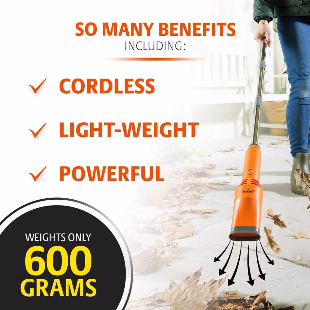 Victor Tools Cordless Leaf Blower with USB-C Rechargeable Battery, Orange – 4
