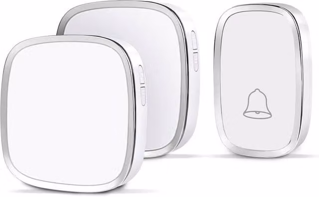 Kelvenix Wireless Waterproof Mains Doorbell with 1 Transmitter and 2 Receivers, White – 1