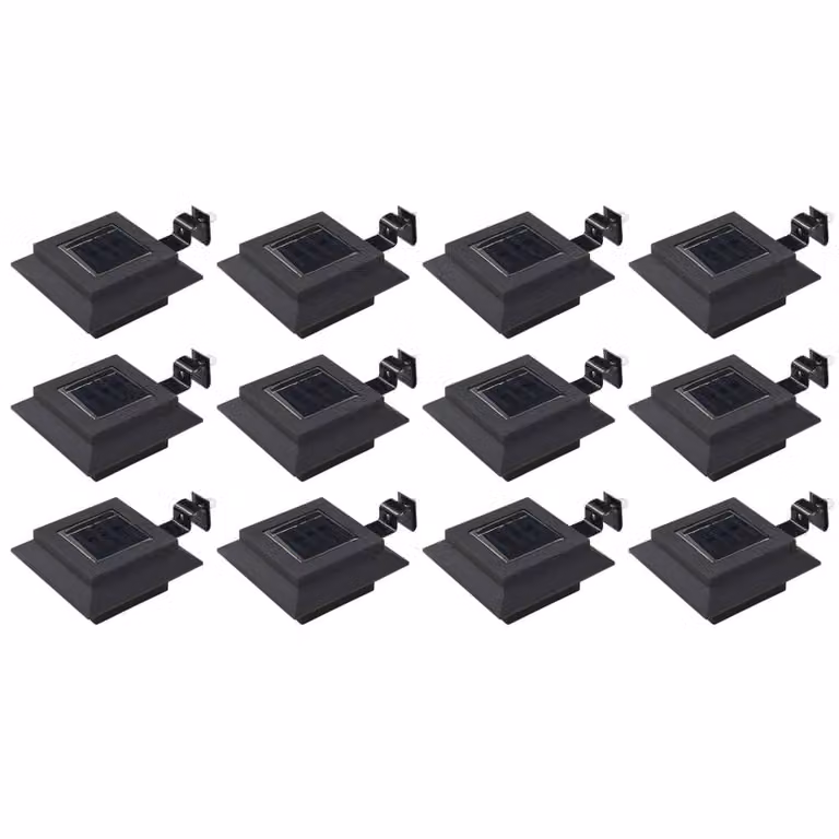 Berkfield Home 12 Piece Set of Square LED Outdoor Solar Lamps in Black