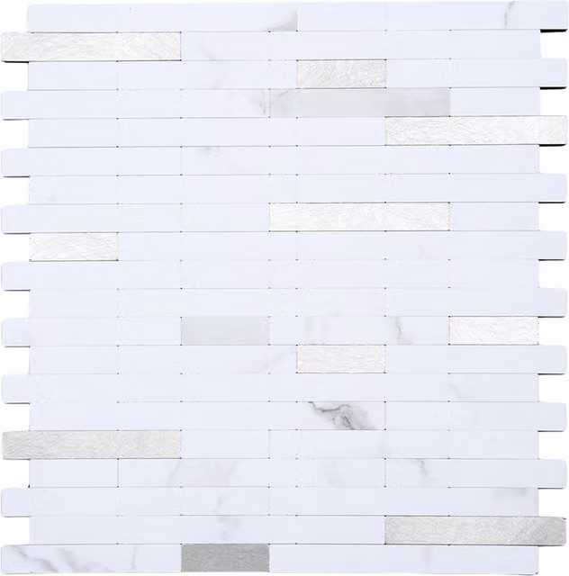Livingandhome 10-Piece Self-Adhesive Gloss White SPC Wall Tile Stickers