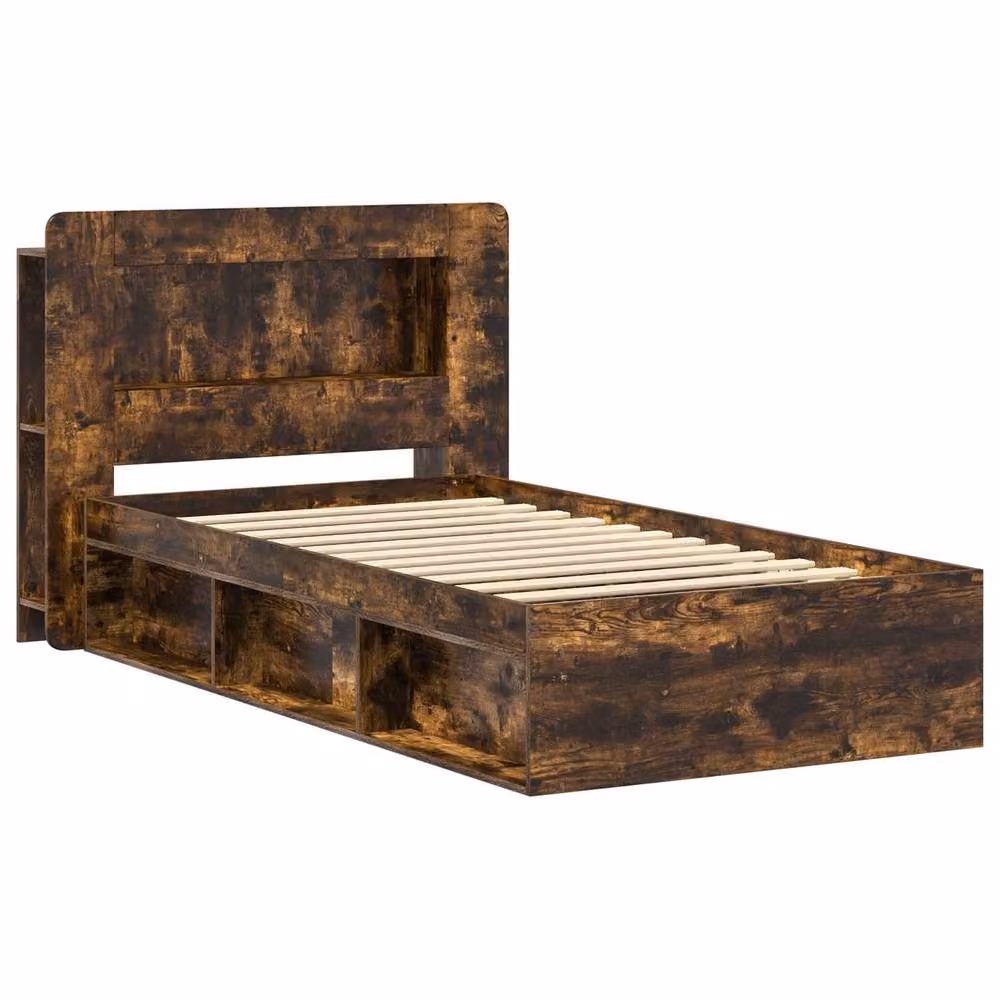 Berkfield Home Modern Bed Frame with Storage Drawers in Smoked Oak Brown, W: 80 cm, L: 200 cm – 2