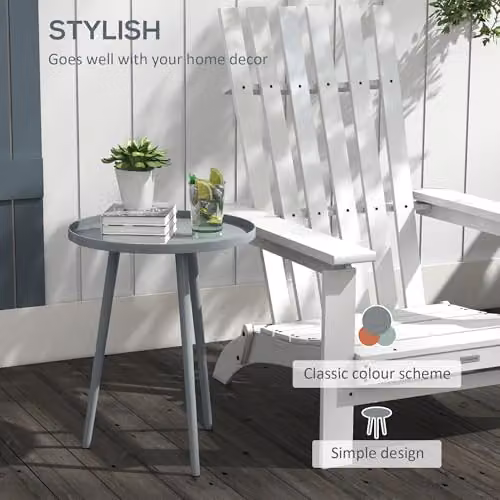 Outsunny Round Garden Coffee Table in Grey with Metal Construction, W/D/H: 40 x 40 x 50 cm – 3