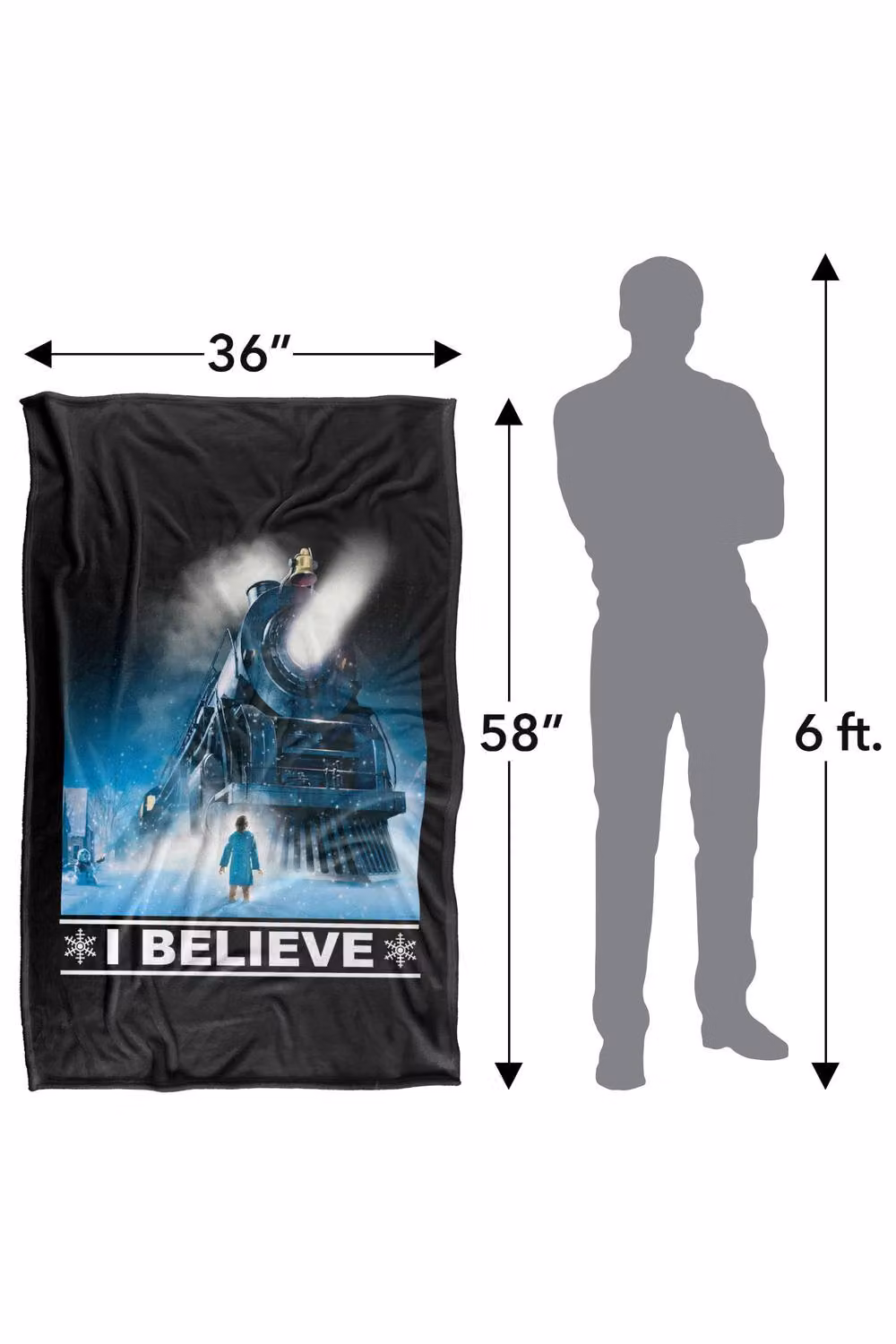 Warner Bros. The Polar Express I Believe Super Soft Silky Touch Fleece Throw Blanket, Multicolour – 8