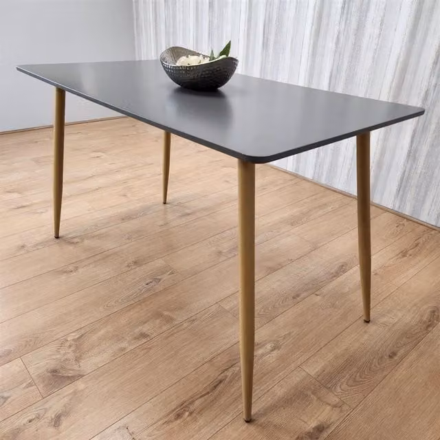 Kosy Koala Modern Rectangular Grey Dining Table with Matt MDF Laminate Top and Metal Legs, W/D/H: 140 x 70 x 75 cm