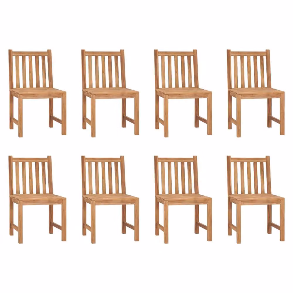 Berkfield Home Set of 8 Classic Solid Teak Wood Garden Chairs in Brown – 2