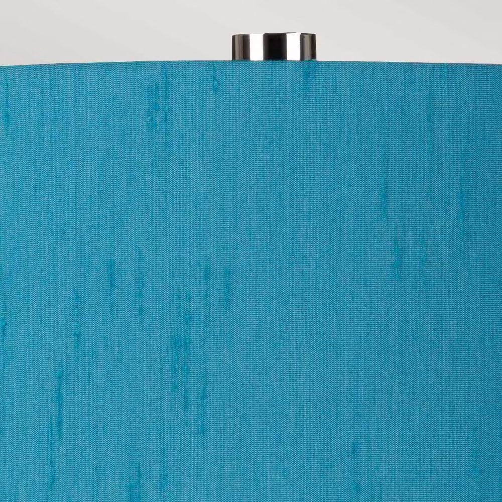 Netlighting Isla Table Lamp with Round Tapered Fabric Shade in White and Teal with Polished Silver Metal Base – 2