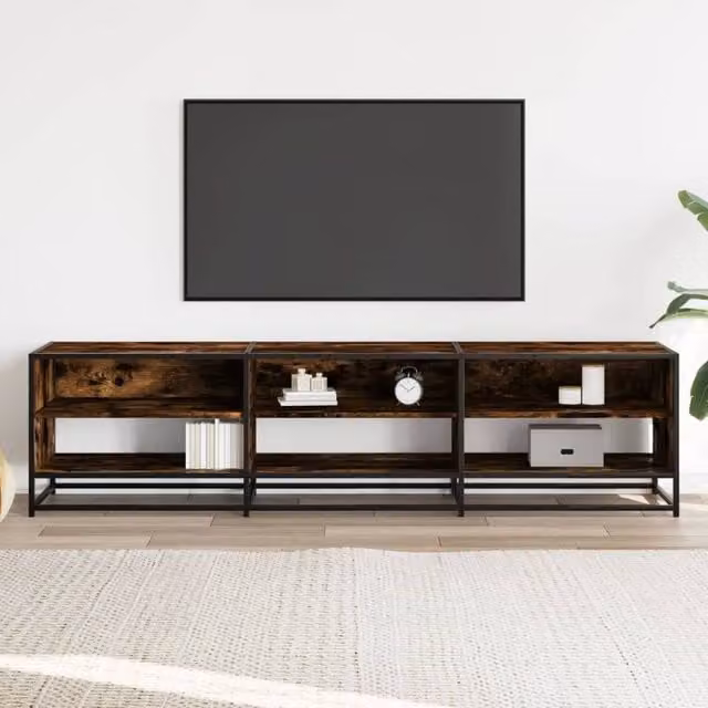 Berkfield Home Industrial TV Cabinet in Smoked Oak Brown, W/D/H: 180 x 40 x 46 cm – 1