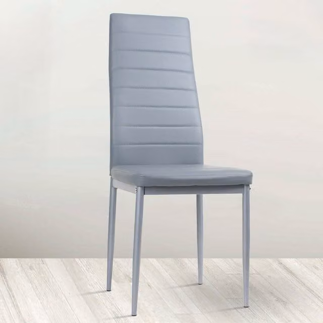 KOSY KOALA Set of 4 Grey Faux Leather Dining Chairs with Metal Legs