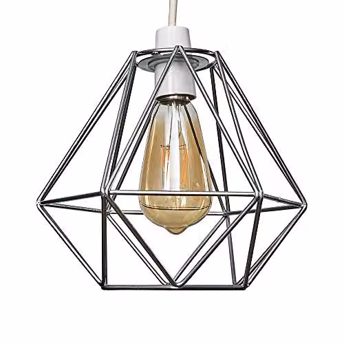 MiniSun Retro Style Chrome Basket Pendant Ceiling Light Shade, Shade Width: 23.5 cm – 1
