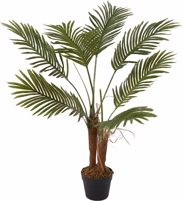 Livingandhome Green Potted Artificial Palm Tree, Height: 90 cm