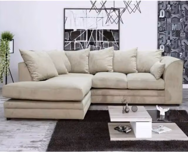 Snug Furniture Birmingham Ltd Fernando Fabric Left Hand Corner Sofa Set in Beige – 1