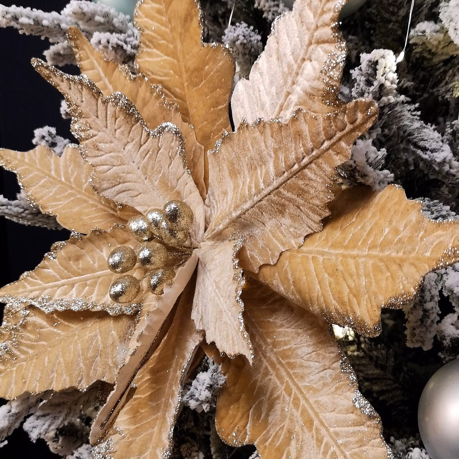 Samuel Alexander Gold Velvet Poinsettia Stem Christmas Decoration, 68 cm – 4