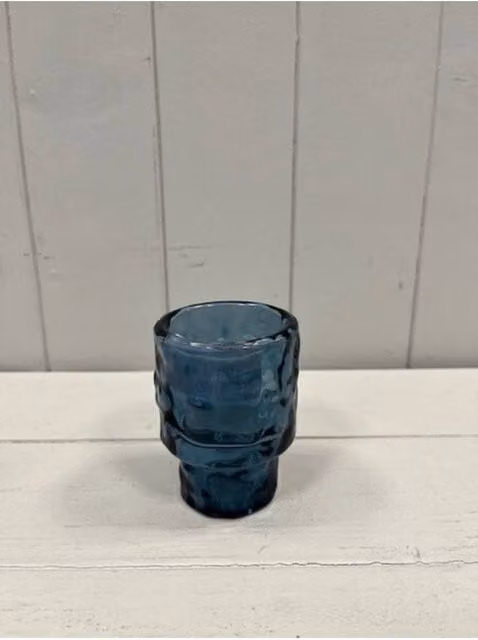KDMD Large Blue Textured Glass Tealight Candle Holder