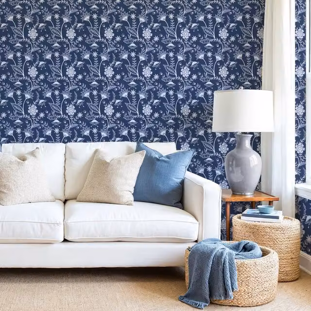 I Love Wallpaper Jacobean Floral Wallpaper in Navy