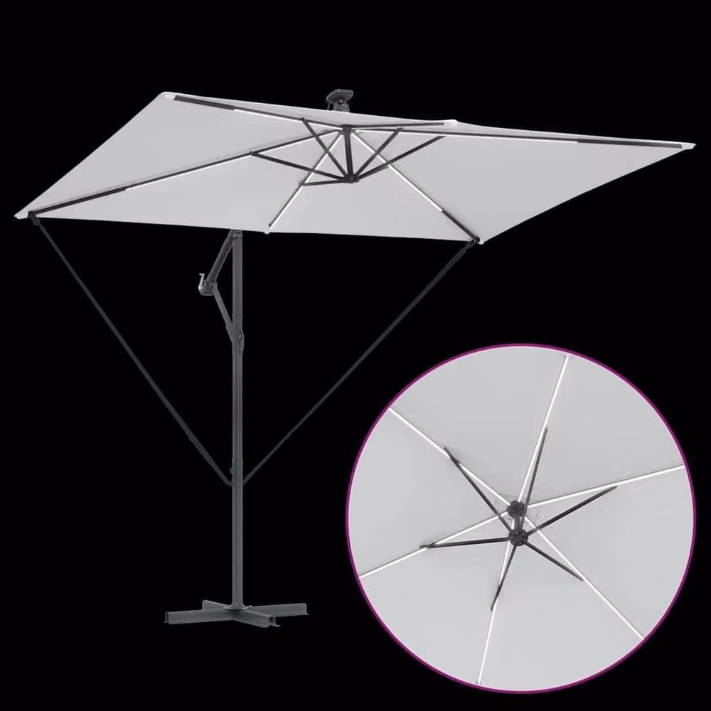 Berkfield Home Cantilever Banana Parasol in Light Sand, W/D/H: 294 x 200 x 254 cm – 6