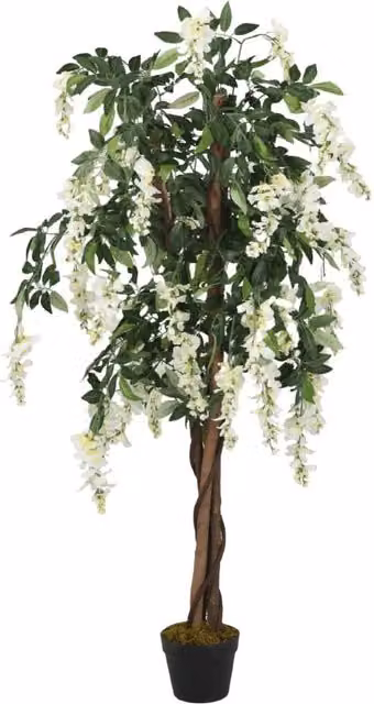 Berkfield Home Artificial Wisteria Tabletop Tree in Green and White, Height: 80 cm