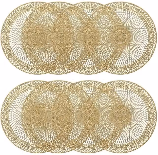 FLAVORA Circular Woven Placemat in Yellow, Diameter: 38 cm