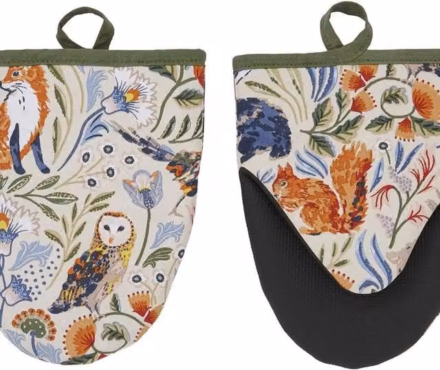Ulster Weavers Woodland Animals Microwave Oven Mitts, 100% Cotton, Multicolour, W: 18 cm x D: 14.5 cm