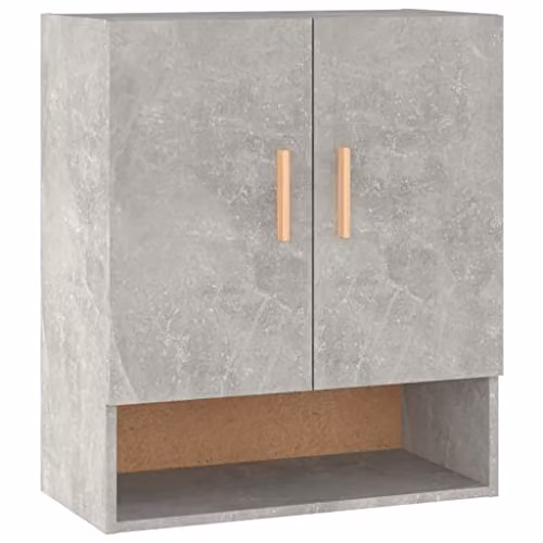 vidaXL Wall Mounted Scandinavian Cabinet in Grey with Hinged Doors and Open Shelf, W/D/H: 60 x 31 x 70 cm – 1