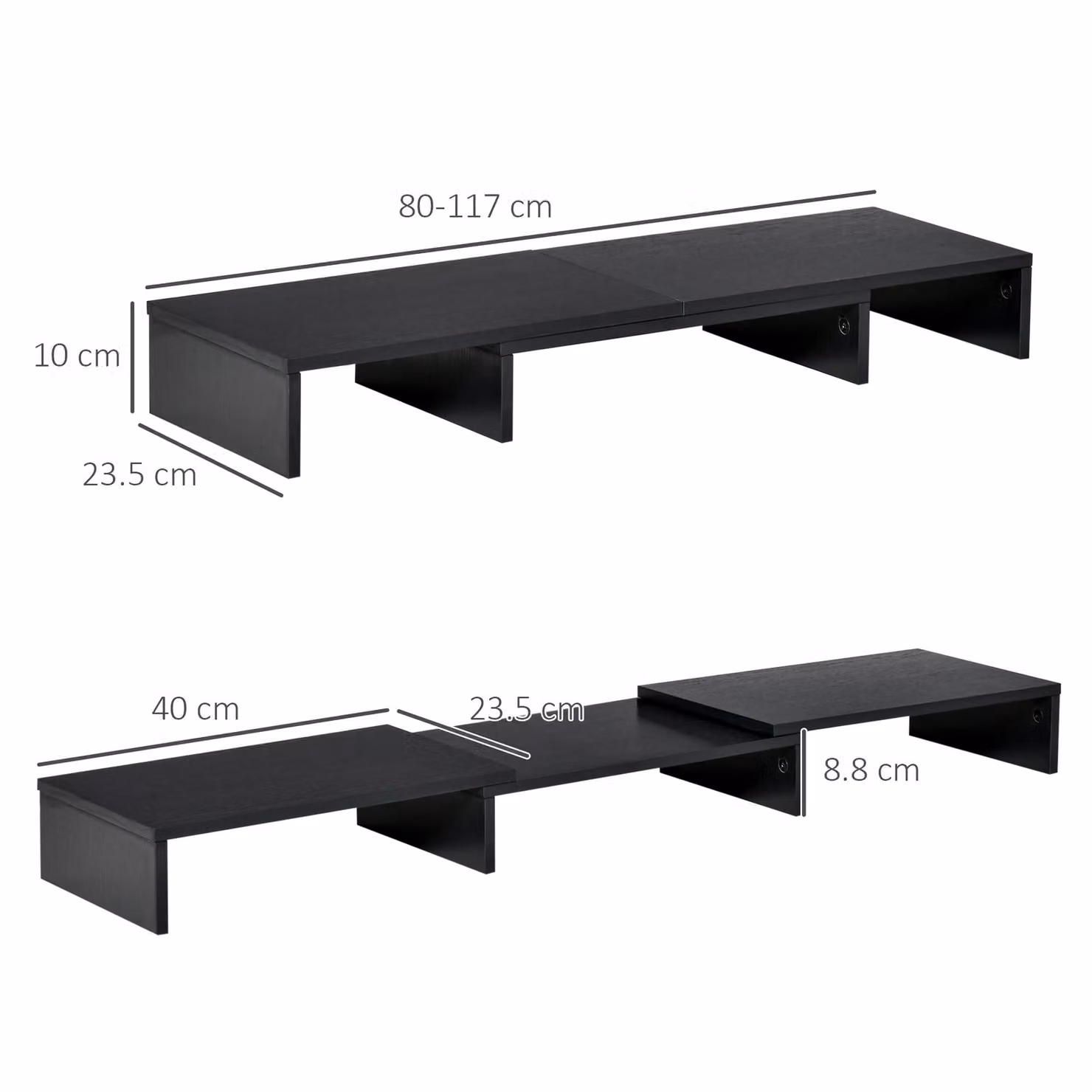 Vinsetto Dual Monitor Stand Riser with Adjustable Length and Angle in Black – 3