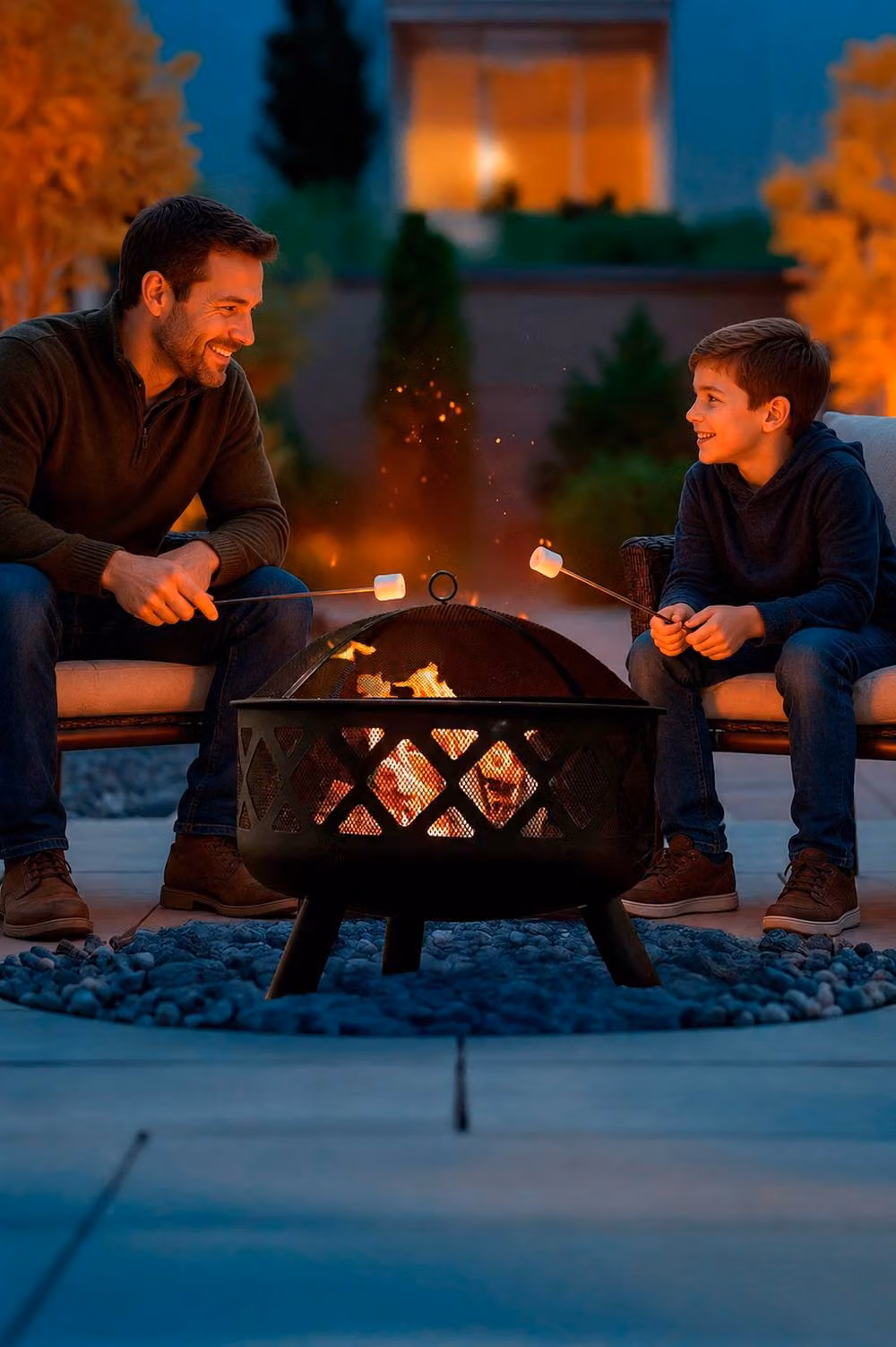Neo Black Large Circular Outdoor Garden Fire Pit Bowl – 2