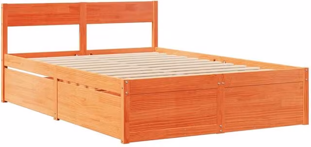 Berkfield Home Modern Small Double Solid Wood Bed Frame, Waxed Brown Pine, W/D/H: 120 x 190 cm – 1