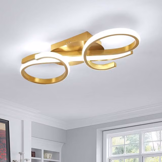 Pheashine Gold Irregular Line LED Ceiling Light, 36W, 6500K Cool White, 44cm – 1