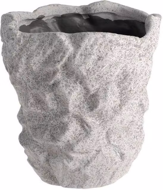 KDMD Grey Ceramic Rustic Rough Textured Tabletop Pot, Diameter: 17.5 cm