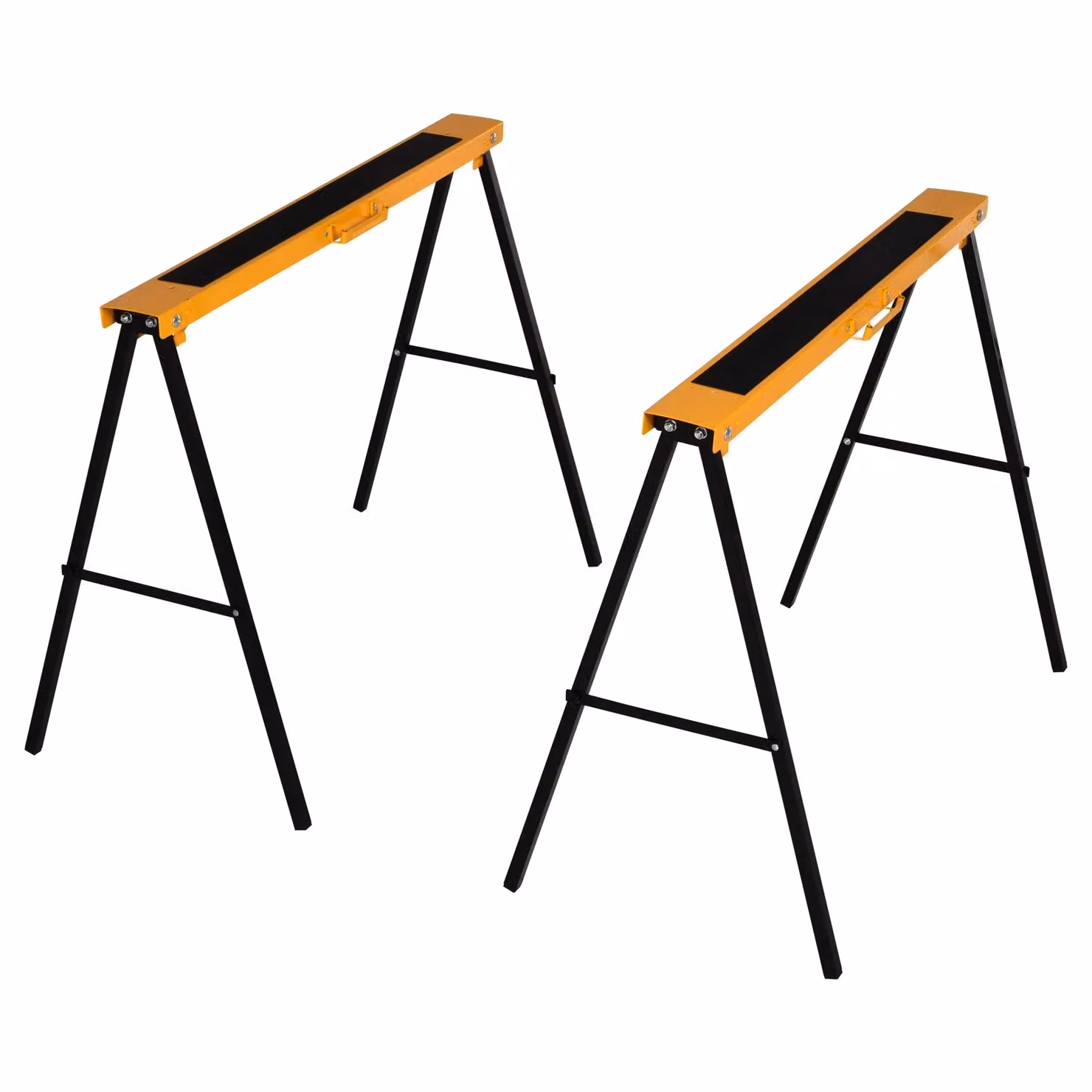 HOMCOM Set of 2 Folding Steel Saw Horses with Anti Slip Platform in Orange and Black – 2