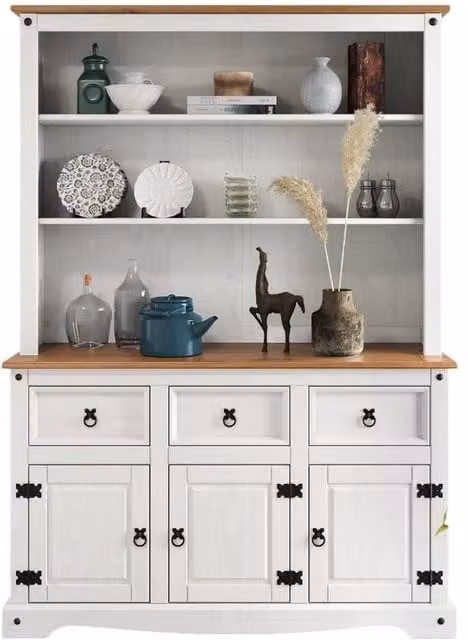 FORGEVIO Large 3 Door White Pine Wood Sideboard Dresser – 1