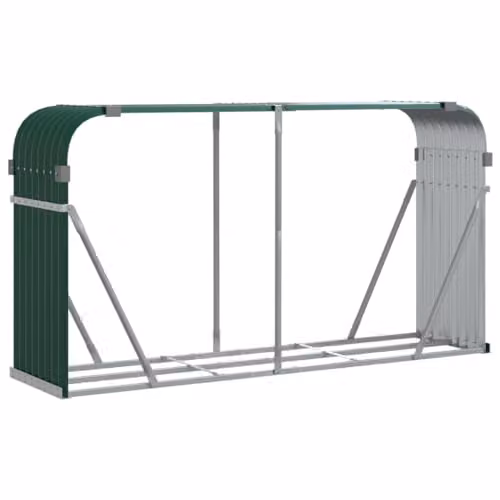 vidaXL Freestanding Log Holder in Green Galvanised Steel, H x W x D: 234 x 45 x 100 cm – 1