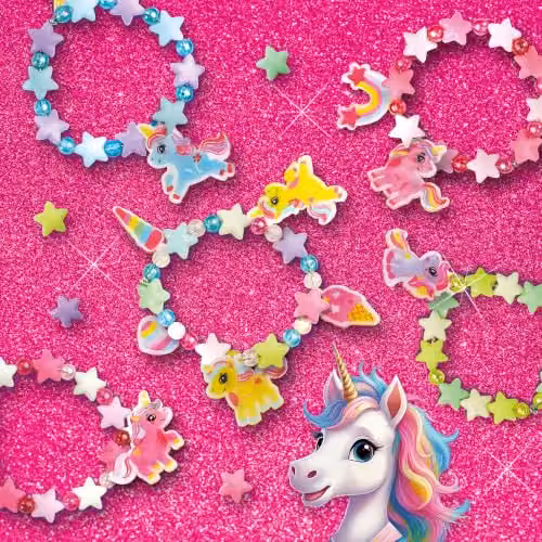 SES Creative 14748 Unicorn Bead Bracelet Craft Kit in Pink and Multicolour – 2