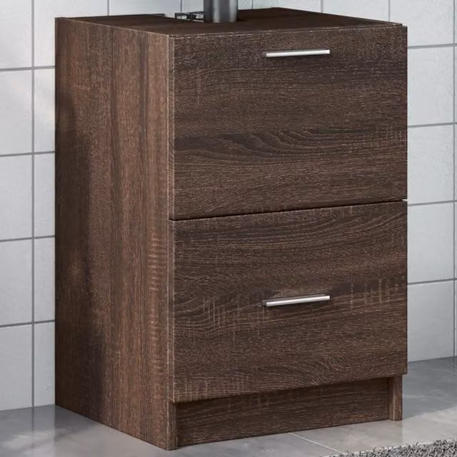 Berkfield Home Brown Oak Sink Cabinet with Doors and Drawers, W/D/H: 40 x 37 x 59 cm – 1