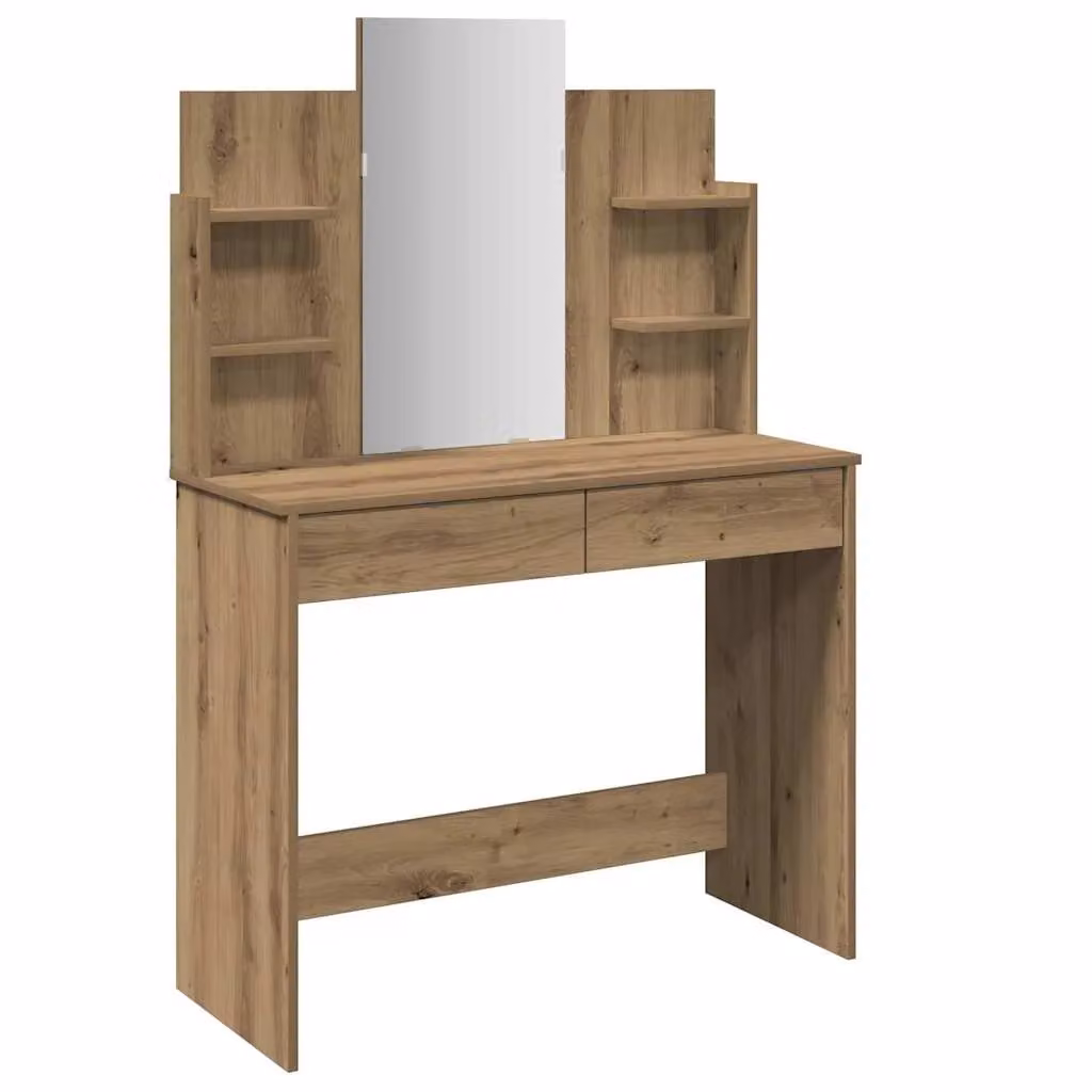 Berkfield Home Artisan Oak Dressing Table with Mirror in Brown, W/D/H: 96 x 39 x 142 cm – 2