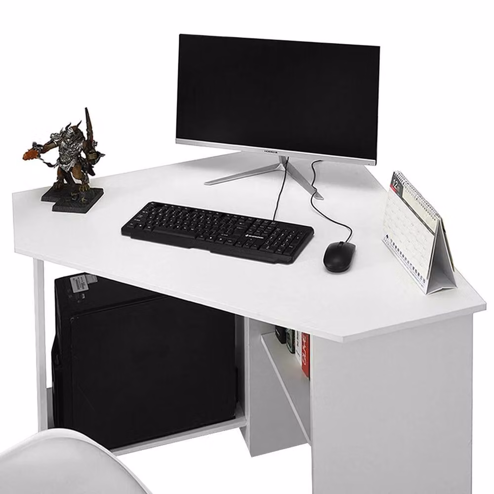 ERGOVEXA Modern Computer Desk with Shelf in White – 3